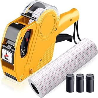 MX5500 8 Digits Price Tag Gun, Price Gun Kit with 3 Ink Refill Pricing Gun, Premium Label Gun Label Maker Pricing for Office Retail Shop Grocery Store Organization Marking (Yellow)