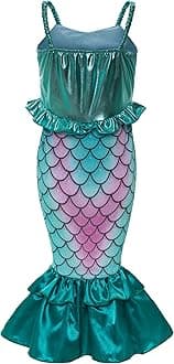 Funna Girls Mermaid Costume Princess Dress Up with Accessories Green, 5T