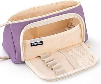EASTHILL Polyester Big Capacity Pencil Case Pouch Pen Case Simple Stationery Bag School College Office Organizer For Teens Girls Adults Student, Deep Purple Xw, Simple