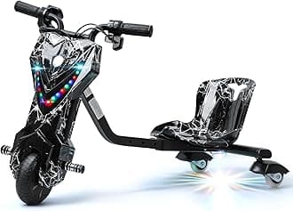 Electric Drift Trike for Kid,Adjustable Seat Big Wheel Drifting Go Cart,3-Wheel Scooter Drift Cart with 9 MPH Speed