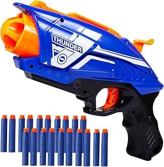 Gooyo GY7063 Non Battery Blaze Storm Toy Gun with 5 Foam Bullets & 5 Suction Dart Bullets for Kids | Fun Target Shooting Blaster Gun Toy | Blue Color, (Battery Not Required)