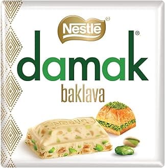 NestleDamak White Chocolate with Turkish Pistachios and Baklava 60 gr Pack of 3