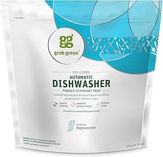 Grab Green Natural Automatic Dishwashing Detergent Pods, Fragrance Free, 132 Loads