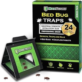 MaxGuard Bed Bug Traps (24 Traps) Non-Toxic Bed Bug Detection Trap Detects Crawling Insects Including Bed Bugs, Spiders, Cockroaches, Ants