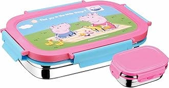 JOYO True Food Big Stainless Steel Lunch Pack 900 ML, with Dabbi 110 ML | Stainless Steel Lunch Box | Lunch Box with Snap Lock | Perfect for School, College & Office | Peppa Pig