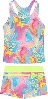 Belovecol Girls Swimsuits Two Piece Tankini Bathing Suits Boyshort Summer Beach Rash Guard Swimwear for 4-15T