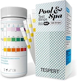 Pool Test Strips: 4 Way 125 Strips Pool Test Kit Testing for Hot Tub and Spa, Quick and Accurate Test Free Chlorine, pH, Bromine, Total Alkalinity, TESPERT