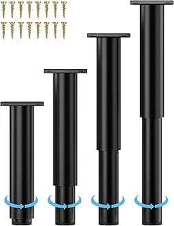 Metal Adjustable Furniture Legs 7-12.6 inch, Wlrrcwdttc Bed Support Legs Adjustable Height Cabinet Legs for Bed Frame/Sofa/Dresser/Couch/Chair/Table,Bed Replacement Legs Bed Center Slats Legs Set of 4