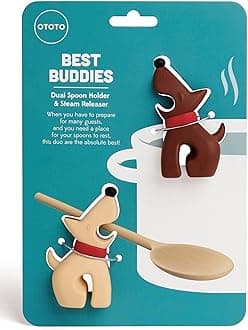 OTOTO Best Buddies Dog Kitchen Spoon Holder, 2 Pack - Cooking Spoon Rest for Kitchen Counter - Spatula, Ladle Holder, Kitchen Utensil Holder - Heat Resistant & Dishwasher Safe Utensil Rest