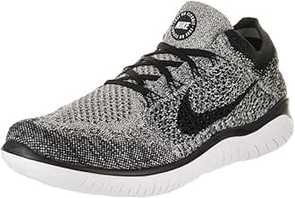 NIKE Men's Free RN Flyknit 2018 Running Shoes (9, Black/White/Black)