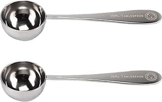 15 ml Tablespoon Measuring Scoops Spoons, Polished Stainless Steel, Set of 2