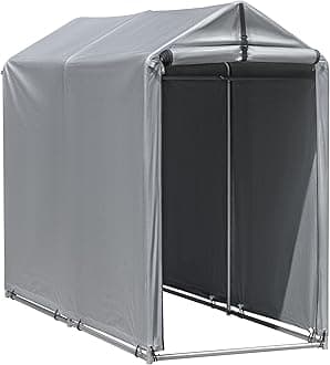 Flamaker Storage Shed 6' x 3' Metal Frame Outdoor Waterproof Carport Shelter with Rollup & Zipper Door Garage Tent for Bike, Motorcycle, Firewood
