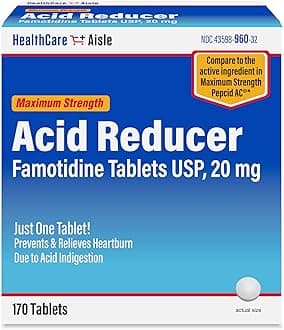 HealthCareAisleFamotidine 20 mg, 170 Tablets, Maximum Strength Acid Reducer, Prevents and Relieves Heartburn Due to Acid Indigestion