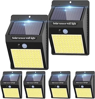 kolpop 6 Pack Solar Motion Lights Outdoor, 3 Modes/100LED Security Wireless IP65 Waterproof Wall Outdoor for Front Door, Backyard, Garage, Deck(Warm White)