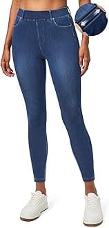 IUGA Jeggings for Women Tummy Control Stretchy Jeans for Women High Waisted Pull on Skinny Jean Leggings with Pockets Trendy