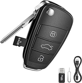 64G 1080P HD Key Fob Camera,Nanny Cam for Home Security, Car Key Camera with Motion Detection & Loop Recording, Long Battery Outdoor Cam with Night Vision & Take Photos, Easy to Use