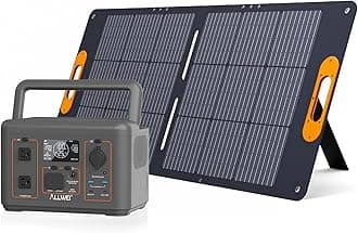 ALLWEI 500W Solar Generator with 100W Solar Panel, 512Wh LiFePO4 Portable Power Station with AC Outlets(1000W Surge), Battery Generator for RVs Outdoor Camping CPAP Home Backup Power Outage