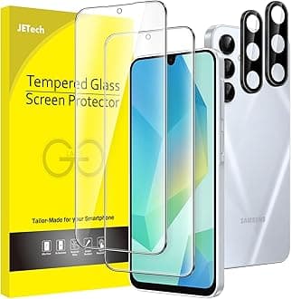 JETech Screen Protector for Samsung Galaxy A16 5G / 4G 6.7-Inch with Camera Lens Protector, Tempered Glass Film, HD Clear, 2-Pack Each