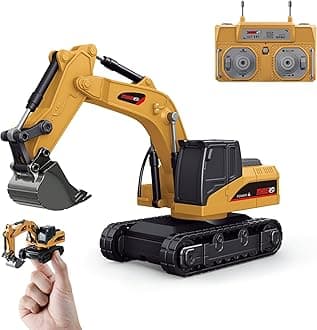 1/64 Remote Control Excavator,Remote Control Construction Vehicles with Metal Shovel,Type-C Direct Charging RC Excavator,Birthday Gifts for Boys and Girls Age 3+