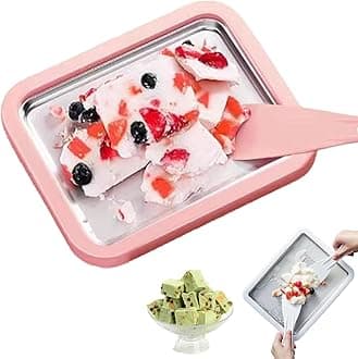 Petrus Ice Cream Tray, Petrus Ice Cream Maker, 2024 New Ice Cream Roll Maker Rolled Ice Cream Machine, Instant Cold Plate with 2 Scrapers, DIY Mini Ice Cream Plate Maker Sweet Roller (Pink, one size)