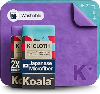 Koala Lens Cleaning Cloth | Japanese Microfiber | Glasses Cleaning Cloths | Eyeglass Lens Cleaner | Cloth Cleaners for Camera Glass Lenses and Screen Cleaning | Blue & Purple (Pack of 2)
