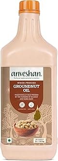 Anveshan Wood Cold Pressed Ground Nut Peanuts Oil 2 Litre | Plastic Can | Kolhu/Kacchi Ghani/Chekku | Peanut Oil | Natural | Chemical-Free | Cold Pressed Ground Nut Oil for Cooking