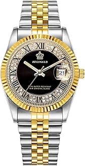 Reginald Mens Watches Hands Sapphire Full Gold Stainless Steel Quartz Dial Unisex Watch