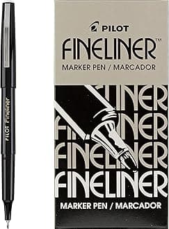 Fineliner Markers pen set, Black fine point line for drawing, 12 count per box