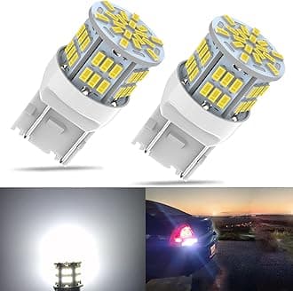 7443 Led Car Bulb, 12V-24V 7443 7440 T20 LED Replacement Light Bulb for Car Brake Tail Running Parking Backup Light, 54SMD White light, 2PCS