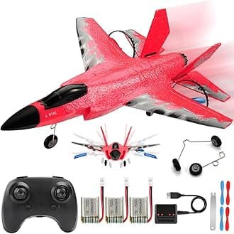 ANTSIR F35 RC Airplane Easy to Fly Foam RC Plane, Remote Control Plane 2 Channel with Smart Gyro/Lights/Battery Rc Glider Jet Toy Gift for Kids Boys Adults 8-16 Year Old (Red)
