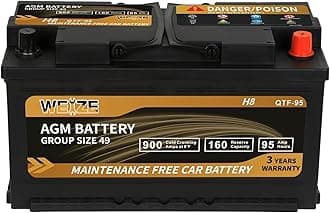 Weize Platinum AGM Battery BCI Group 49-12v 95ah H8 Size 49 Automotive Battery, 160RC, 900CCA, 36 Months Warranty, Dimensions 13.9" L x 6.89" W x 7.48" H
