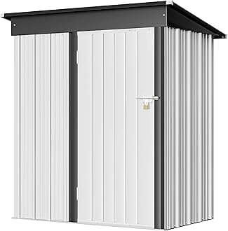 Greesum Metal Outdoor Storage Shed 5FT x 3FT, Steel Utility Tool Shed Storage House with Door & Lock, Metal Sheds Outdoor Storage for Backyard Garden Patio Lawn (5' x 3'), White