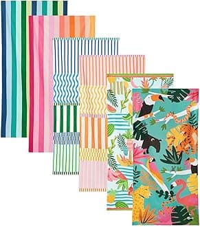 Dock & Bay Beach Towel - Quick Dry, Sand Free - Compact, Lightweight - 100% Recycled - Includes Bag - Club Tropicana - Set of 4 - Extra Large (200x90cm, 78x35)