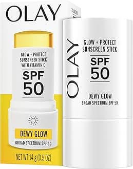 Olay Glow & Protect SPF 50 Face Sunscreen Stick, Fragrance Free, 0.5 OZ (14 G), Dewy Finish Sunscreen Stick with SPF 50 Broad Spectrum Sunblock for All Skin Types