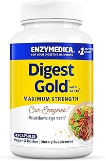 EnzymedicaDigest Gold (45 Capsules) | Digestive Enzyme Supplement | Digestive Enzyme Blend with ATPro for Maximum Support, Nutrient Supplement, Gut Health Supplement, Vegan, Dairy Free