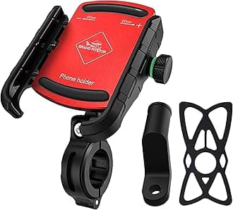 GRAND PITSTOP®Motorcycle Phone Holder Bike Phone Mount Compatible with 4" to 6" Phone Sturdy Holders for Grip| 360° Phone Protection| Aluminium Clamp Red