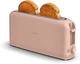 bella 2 Slice Slim Toaster, Fits-anywhere™ Kitchenware, 6 Setting Shade Control with Reheat & Cancel Buttons, Fits sourdough, 10” Long Slot, Anti Jam & Auto Shutoff, 900 Watt, Blossom