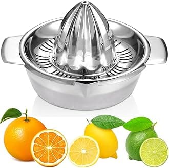 Citrus Lemon Orange Grapefruit Juicer Manual Squeezer 304 Stainless Steel Robust Hand Juicer Reamer Rotation Press with Strainer＆10oz Bowl, 2 Pour Spouts, Dishwasher Safe, Easy to Clean, Heavy Duty