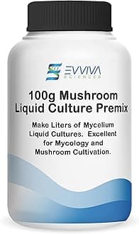 Mushroom Liquid Culture Premix 100 Grams - Evviva Sciences – Make Liters of Your Own Mushroom, Mycelium Liquid Cultures - Professional Lab Performance - Excellent for Mycology Projects