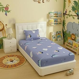 Filymore Fish Single Bedsheet for Kids Cute Purple Cartoon Bedsheet Made with...