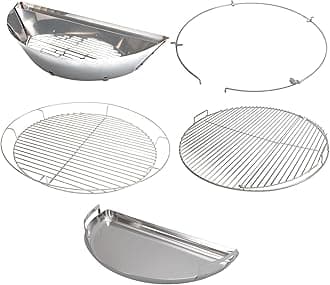 SnS Grills Slow ‘N Sear Insert for Extra Large Big Green Egg, Low ‘N Slow Charcoal Grill Cooking - Fits 22” Kettle Grill - Stainless Steel Grill Accessory - Extra Large