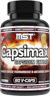Capsimax Supplement 100mg V Capsules, 60 Servings Clinically Dosed Weight Management, Thermogenic, Appetite Control, Calorie Burning, Metabolic Health, Stimulant Free. BSCG Certified