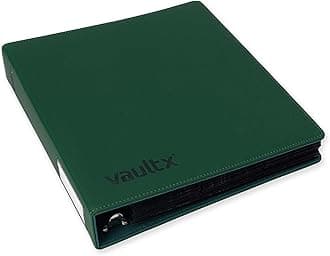 Vault X Trading Card 3 Ring Binder, fits 9 Pocket Pages, 540 cards, Exo-Tec Material, Easy Open, D-Ring Clip Folder for Collectible Card Games, Sports, TCG (Green, Slim)