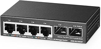 Binardat 4 Port 2.5G Web Managed Switch with 2x10G SFP, Ultra-Mini Size, Metal Multi-Gigabit Desktop/Wallmount Network Switch
