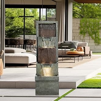 Hamiedun 39.3”H Outdoor Garden Waterfall Fountain-Indoor Water Fountain with ...