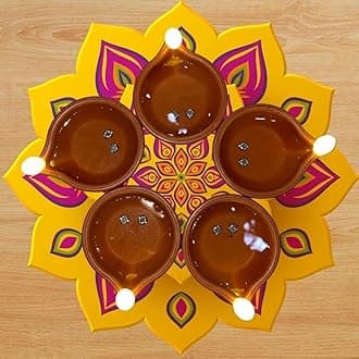 Aster Water Sensor LED Light Diyas / Deepak ( Pack of 6 ) / Flameless & Smokeless Warm Ambient Tea Light Candles for Diwali , New Year Home / Mandir Decoration ( Brown )