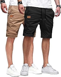 JMIERR Mens Casual Shorts - Cotton Drawstring Summer Beach Stretch Twill Chino Golf Shorts