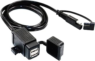 MOTOPOWER 3.1Amp Waterproof Dual Motorcycle USB Charger Kit with SAE Terminal Cable