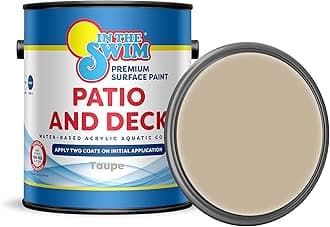 In The Swim Patio and Deck Paint - Taupe - Water Based Acrylic Coating - For Sprayed, Patterned, or Bare Concrete Surfaces - 1 Gallon