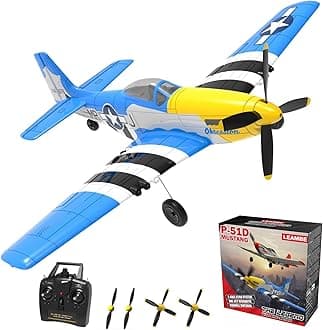 - LEAMBE 4 Channel RC Plane, Ready to Fly Aerobatic Aircraft, Easy Control for Beginners, P51 Mustang RC Airplane for Adults Blue